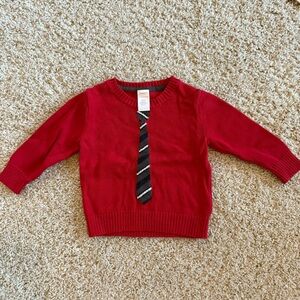 Gymboree Red and Black Sweater Classic Knit Top With Tie Accent Boys 12-18 Month